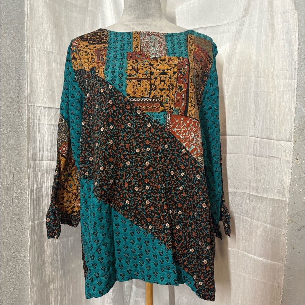 Vintage Cactus Flower Boho Top Size L